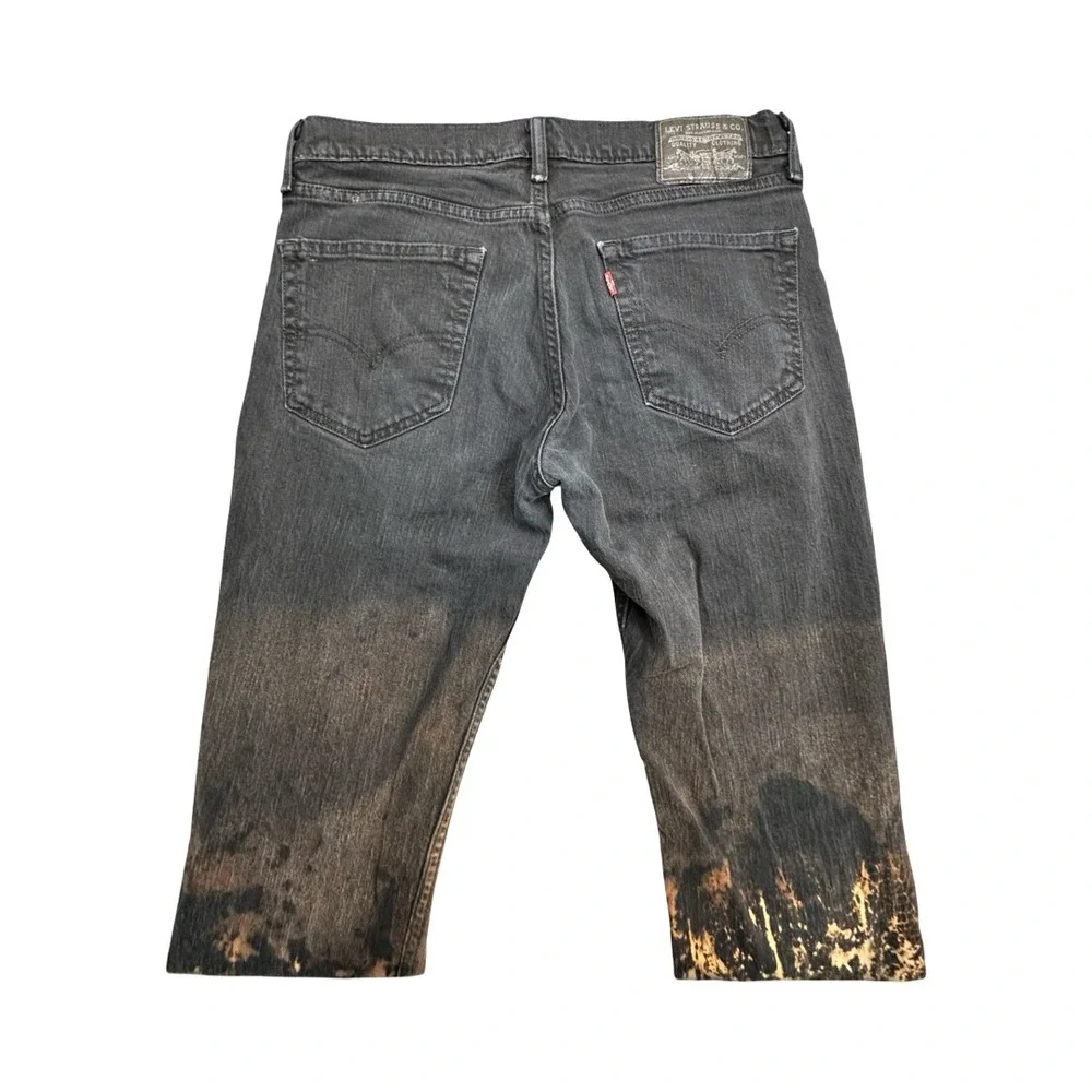 Levi's Jeans Mens W32 L32 Black 511 Slim Fit Bleach Dip Dye Custom Punk Grunge